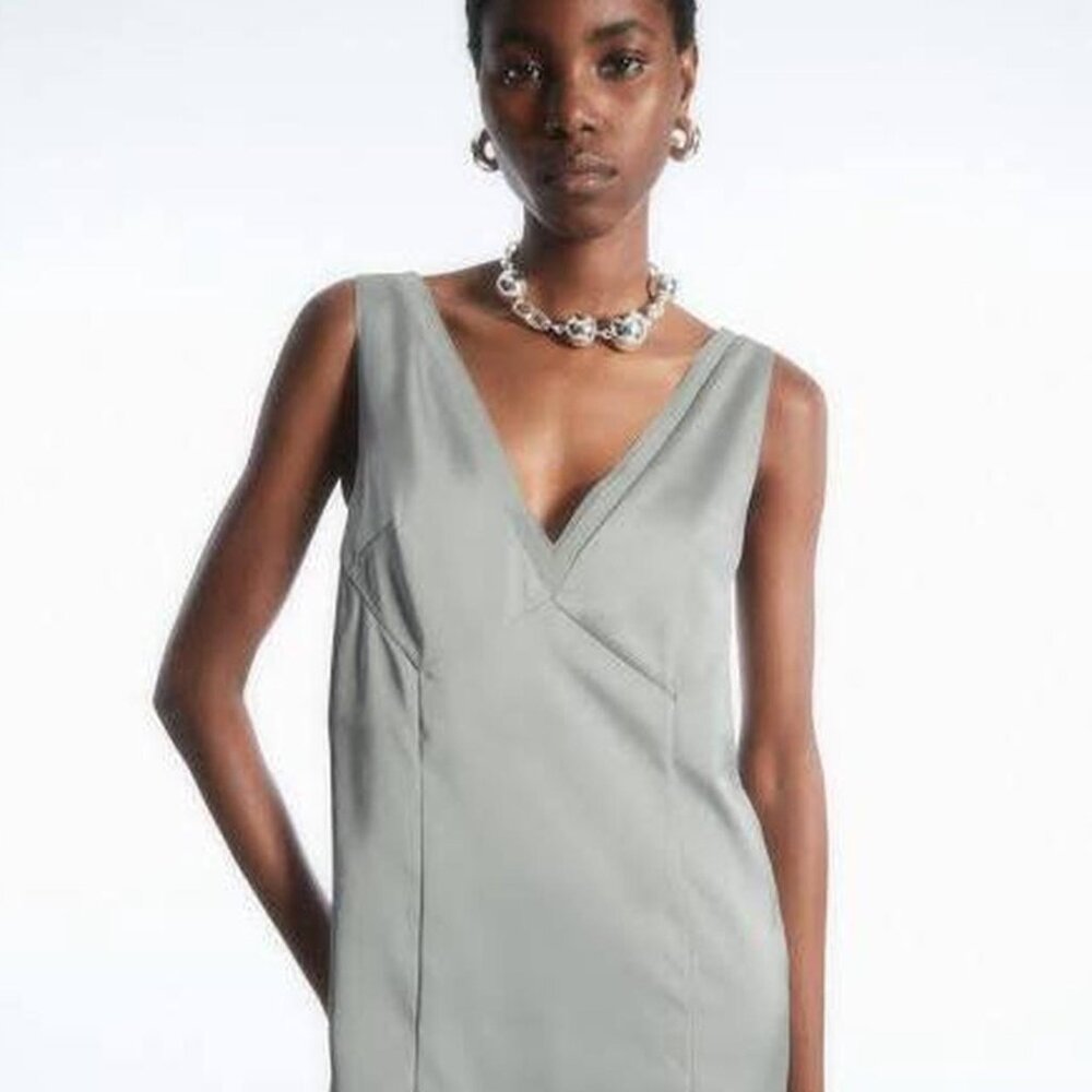 COS Mini Panelled Slip Dress Silver/Grey Size 4